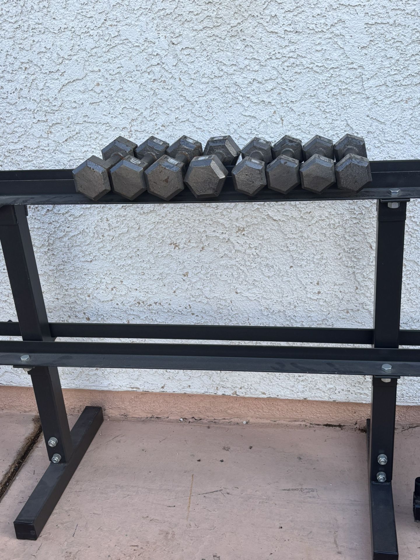 Like NEW DUMB BELL Bar WEIGHT STAND AND 5&8 pound Weight Bars