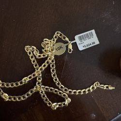 10KT Solid Gold Cuban Chain 22”