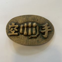VINTAGE SHOTOKAN Karate Martial Arts FIST SOLID Brass Belt Buckle AMINCO - RARE