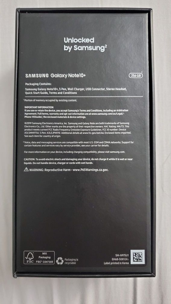 Samsung galaxy note 10 plus unlocked 256 gb black