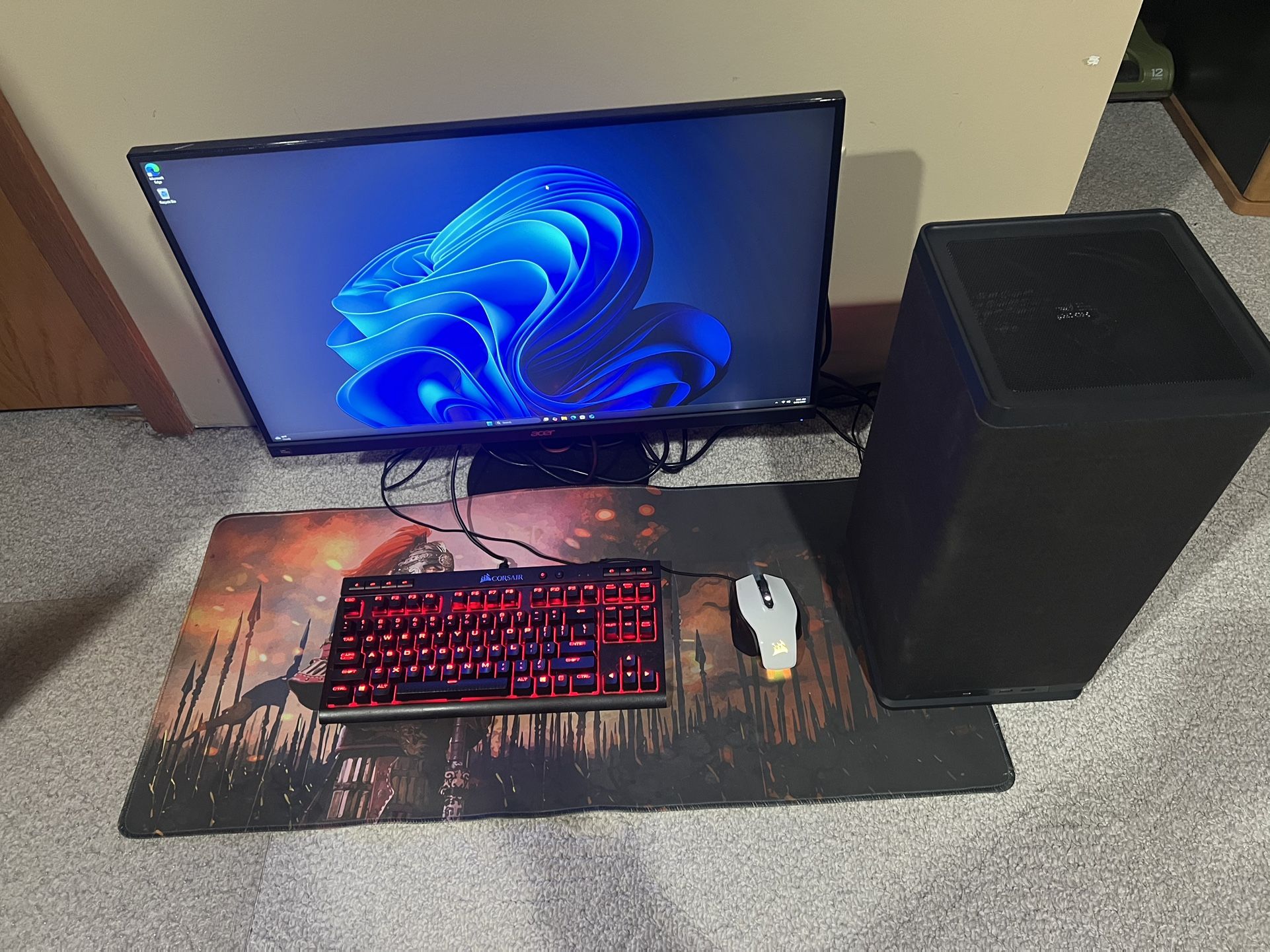 High SFF Gaming PC Setup, RTX 4070 Ti, 7800X3D, 32GB, 1TB NVMe, 240MM AIO, 850W, 27” 1440P Monitor, Gaming Gear