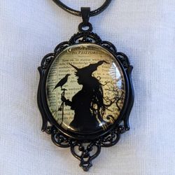 Raven And Which Cameo Pendant Necklace 