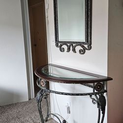 Mirror and table vintage looking