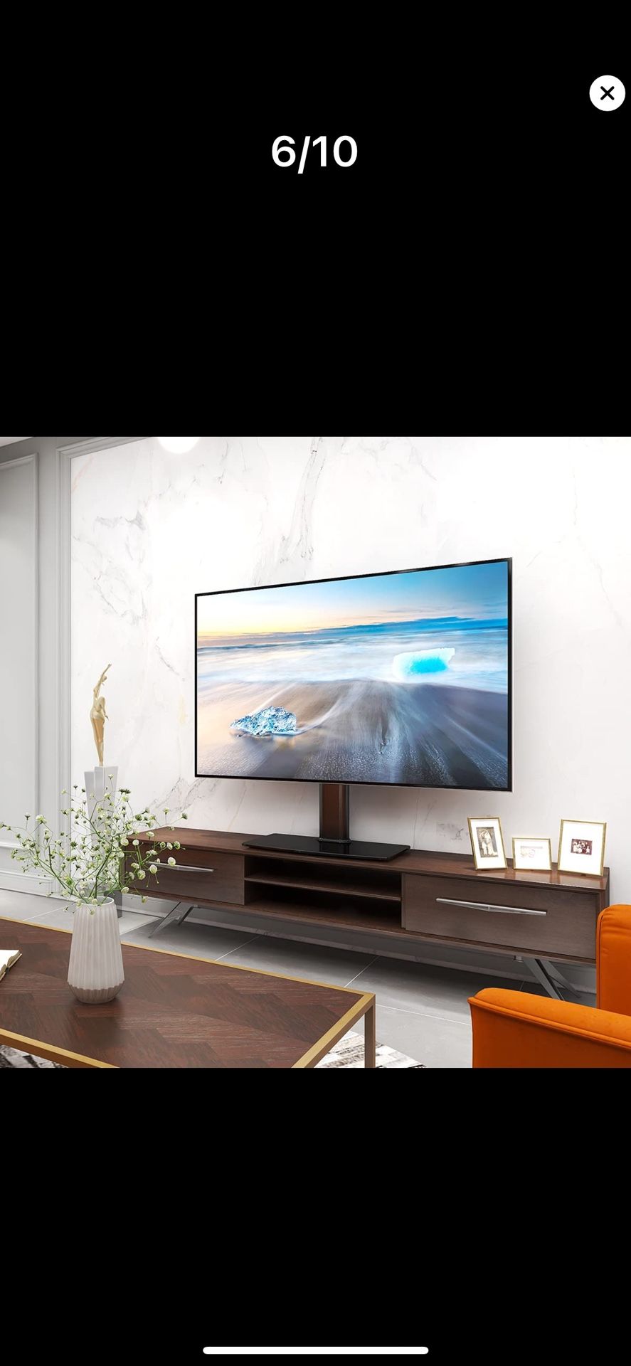 Universal Swivel Table Top TV Stand 32 to 70 inch TVs 80 Degree Swivel, 4 Level Height Adjustable, Heavy Duty Tempered Glass Base, Holds up to 88lbs S