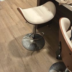 Wood/ Cream Barstools 