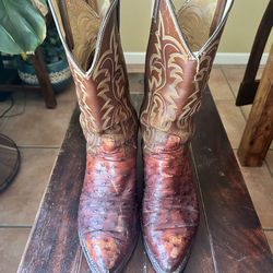 Justin- Ostrich Cowboy Boots 9D