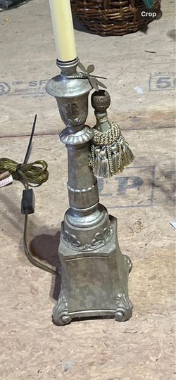 Pair Vintage Raymond Waites for Tyndale Candlestick Buffet Lamps w/ Matching Quilted Shades