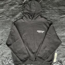 Fear Of God Essentials Fleece Hoodie (fw24) Black White letters size Xs-L new with tags and bag