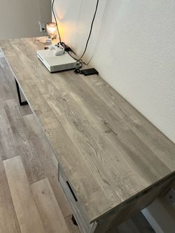 Modern Grey Wood-Look Desk with Drawer