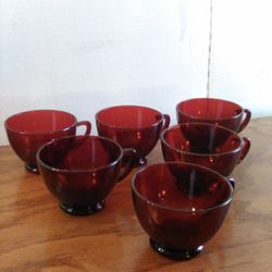 6 Vintage Royal Ruby Punch / Snack Cups Anchor Hocking
