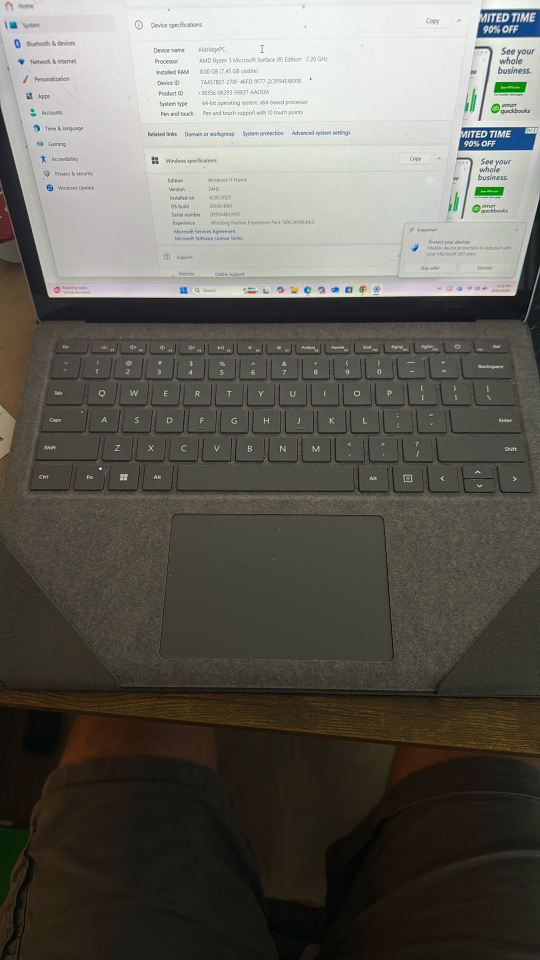 Microsoft Surface 4 Laptop With Case and Charger