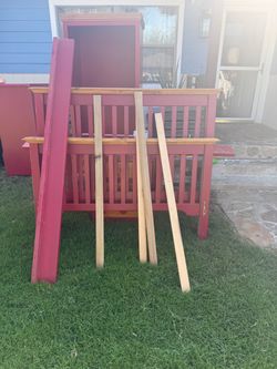 Red Mission Style Bed Frame with Slats