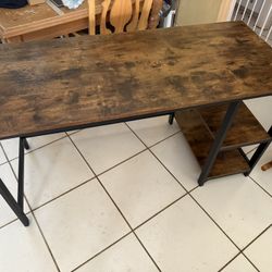 Wood Top Desk With Metal Frame
