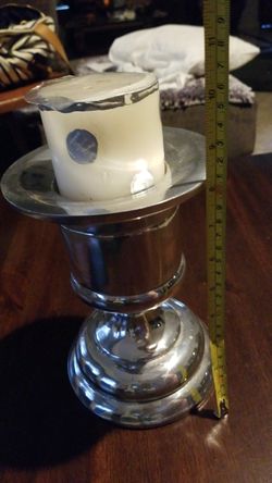 big metal pewter candle holder
