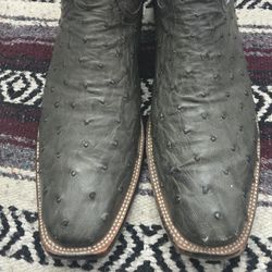 Lucchese Dark Gray Ostrich Western Boots 13D