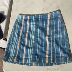 Denim Mini Skirt- Striped 