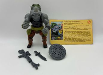 Vintage TMNT Rocksteady complete with Bio File Card Teenage Mutant Ninja Turtles