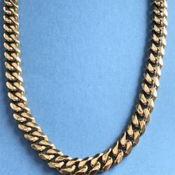 24” Cuban Style Necklace 9mm Gold Bonded On Stainless Steel *Pickup Boca Raton