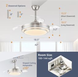 New Retractable Ceiling Fan w/Light42” 1015P