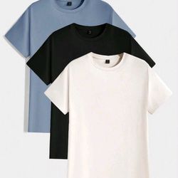 Medium black, blue, and creme beige shirts