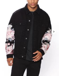 Rose Sleeve Denim Jacket - Black Wash
