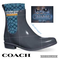 Coach Rivington Blue Ombré rubber short Rain Boots size 10 in EUC