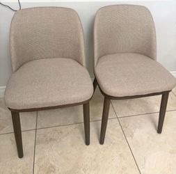 Brand New ASSEMBLED Modern Camel Dining Chairs (Set of 2) – Solid Wood Legs