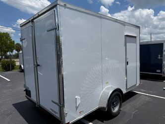 White Enclosed Cargo Trailer Single Axle