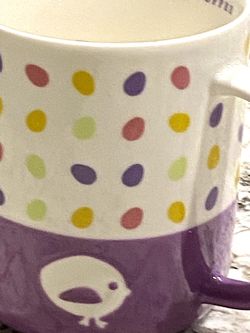 STARBUCKS -BEAUTIFUL - 2007 PURPLE SPRING EASTER CHICK EGGS CERAMIC 12 OZ - COFFEE MUG /CUP