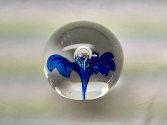 Hand-Blown Art Glass Paperweight – Blue Design