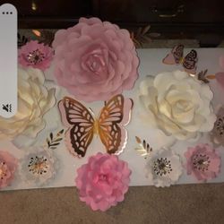 Set Of Paper Flowers And Butterflies  We Can Do Any Color.