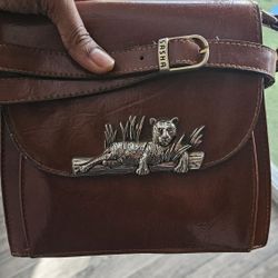 Vintage Sasha leather crossbody with tiger accent