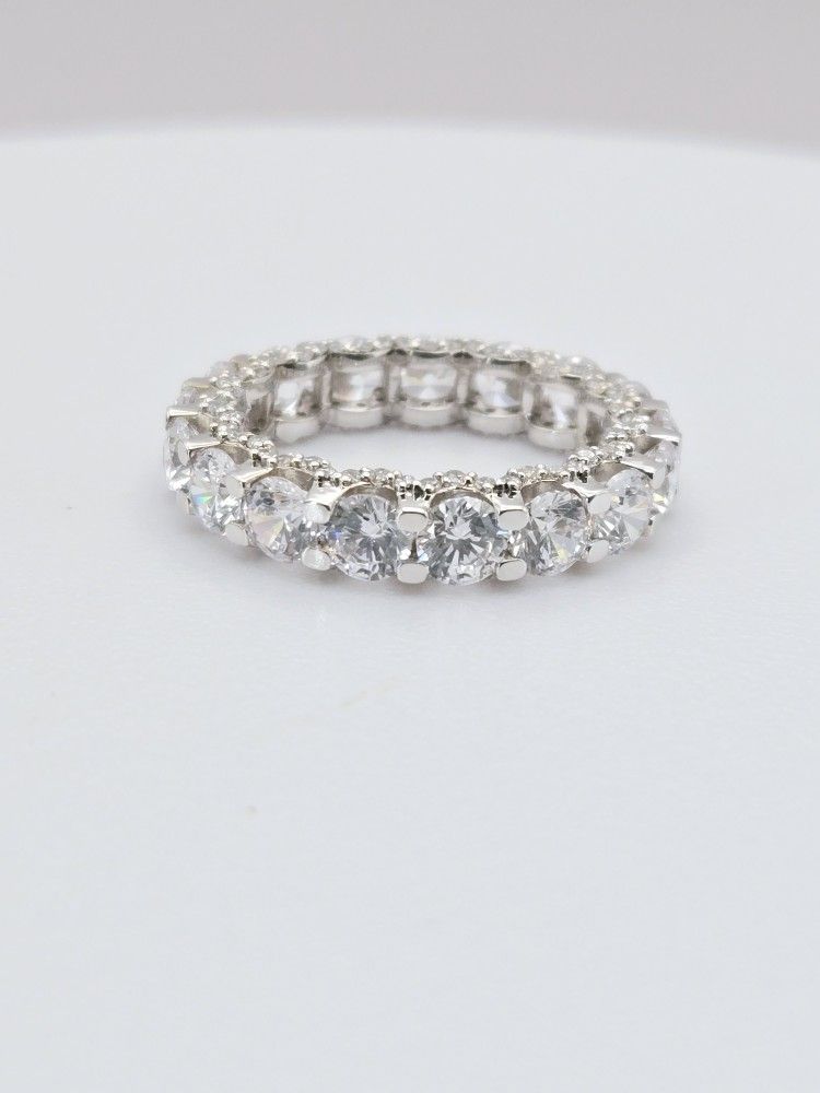 Moissanite diamond eternity band ring