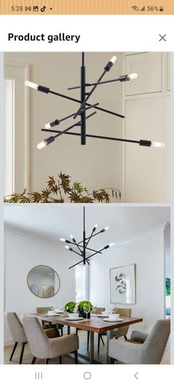 VILUXY Black Modern Chandelier Sputnik Lighting Fixture 6-LightMid-Century Ceiling Pendant Light for Dining Room Bedroom Kitchen Foyer