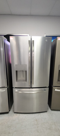 GE French Door Fridge – Stainless, Water Dispenser, Bottom Freezer