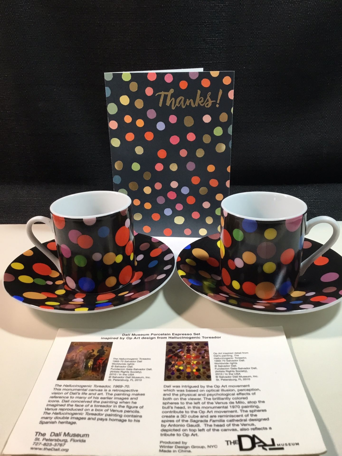 Enjoy an Expreso for Two, with this Artsy Salvador Dalí COLLECTIBLE   Porcelain – Espresso Cups, set for two, From The  Dalí Museum 