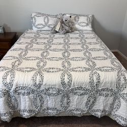 Queen Bed Matress, Box Spring, and Metal Frame