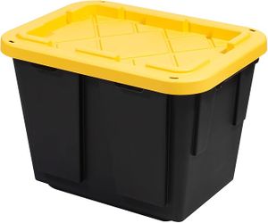 Greenmade Plastic Storage Bin with Lid, 12 Gallon, Black and Yellow