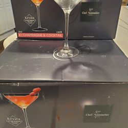 NEW Lot of 18 Chef & Sommelier C & S Crystal Glass Glasses Krysta Champagne & Cocktail France 