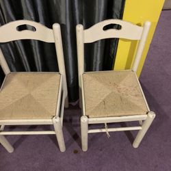 Set of White Chairs With Rushed Seats