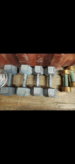 Dumbbells Gym Weights Rubber Hex Cast Iron One Dollar Per Pound