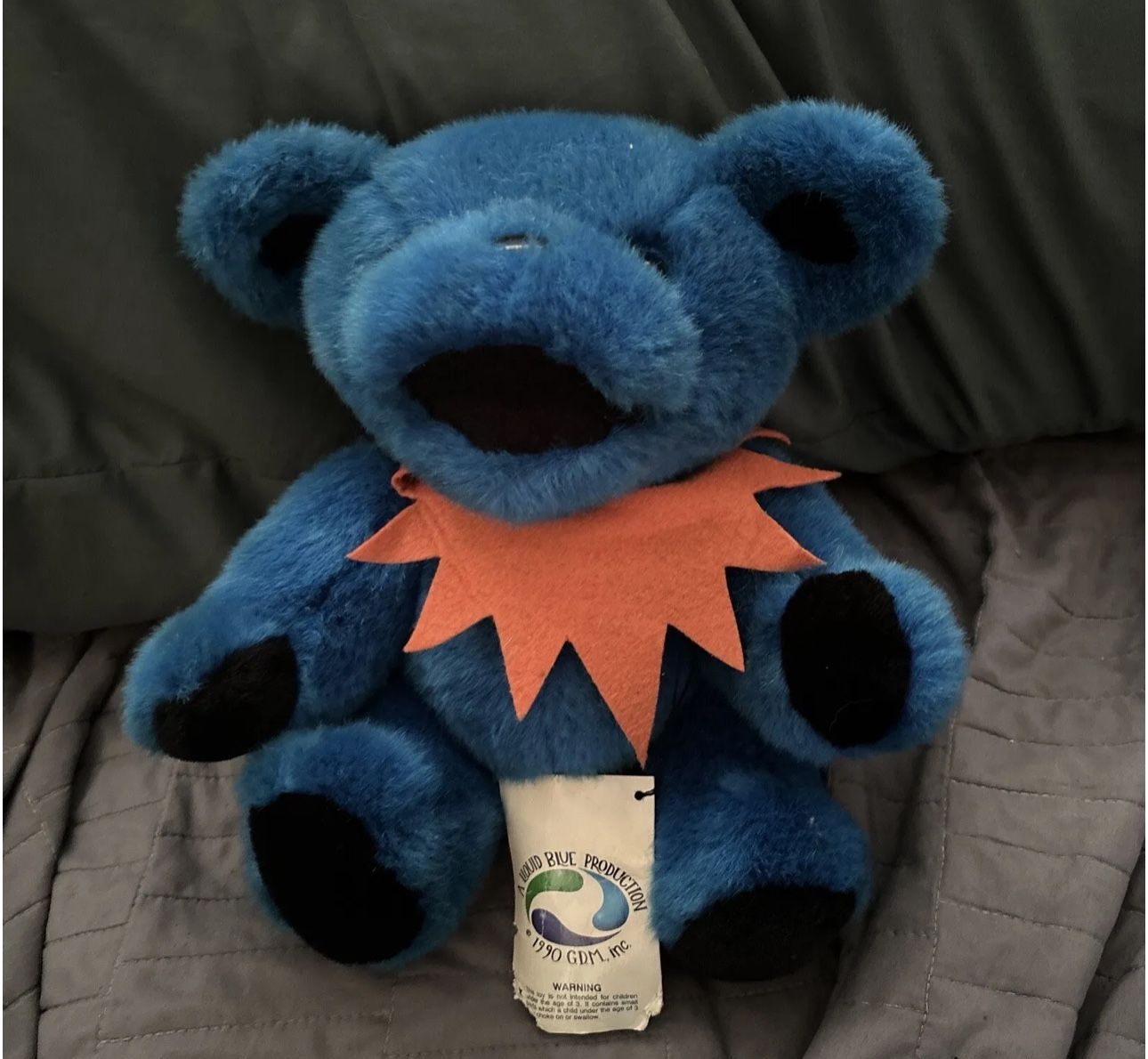 Rare Vintage 1990 Grateful Dead Liquid Blue Dancing Bear 12" Stuffed Plush Toy