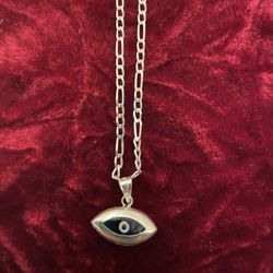 Silver Necklace With  🧿LUCKY🧿BLUE 🧿 EYES🧿Pendant 