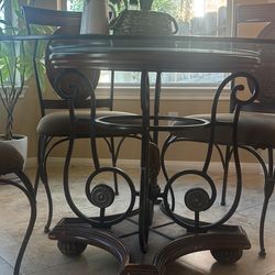 Elegant Glass Dining Set – 4 Chairs + 53” Table