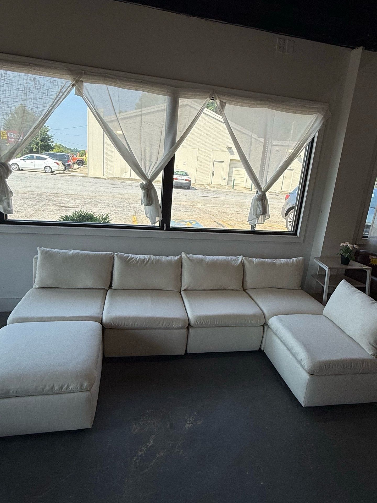 🔥Set of 6🔥Modern and comfortable oversized cloud cushioned sectional sofa without armrests with storage space, chenille fabric convertible freestyle