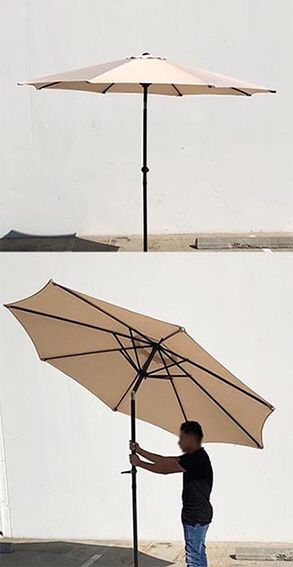 (New in box) $35 each Outdoor 9ft Patio Umbrella Aluminum Sun Shade w/ Tilt Crank (Tan, Green or Red)