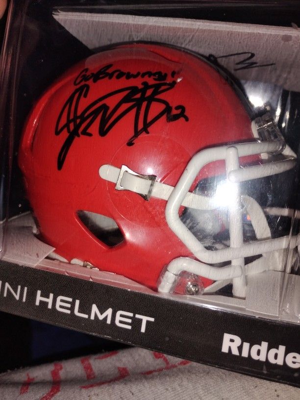 Shedeur Sanders Signed Autograph NFL Mini Helmet Cleveland Browns Auto