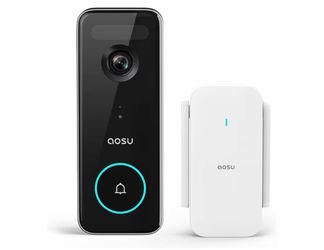 aosu Doorbell Camera Wireless, 5MP Ultra HD, No Monthly Fee, Triple Motion Detection Video Doorbell with Homebase, Enhanced (2.4/5 GHz) WiFi, 180-Day 