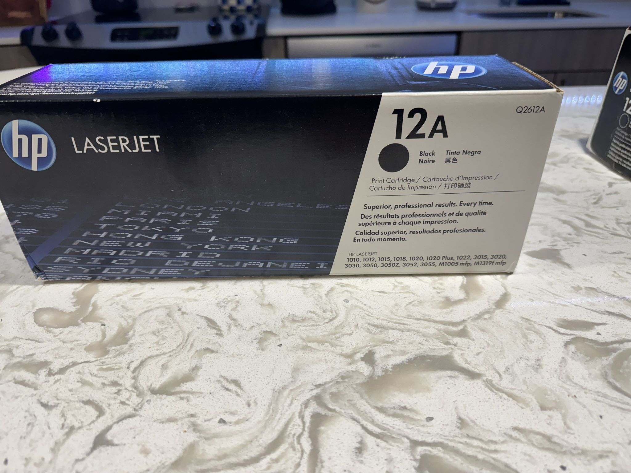 Two HP LaserJet 12A toner cartridges are available
