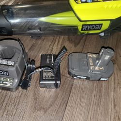 RYOBIONE+ 18V 100 MPH 280 CFM Cordless Battery Variable-Speed Jet Fan Leaf Blower with 2.0 Ah Battery and Charger